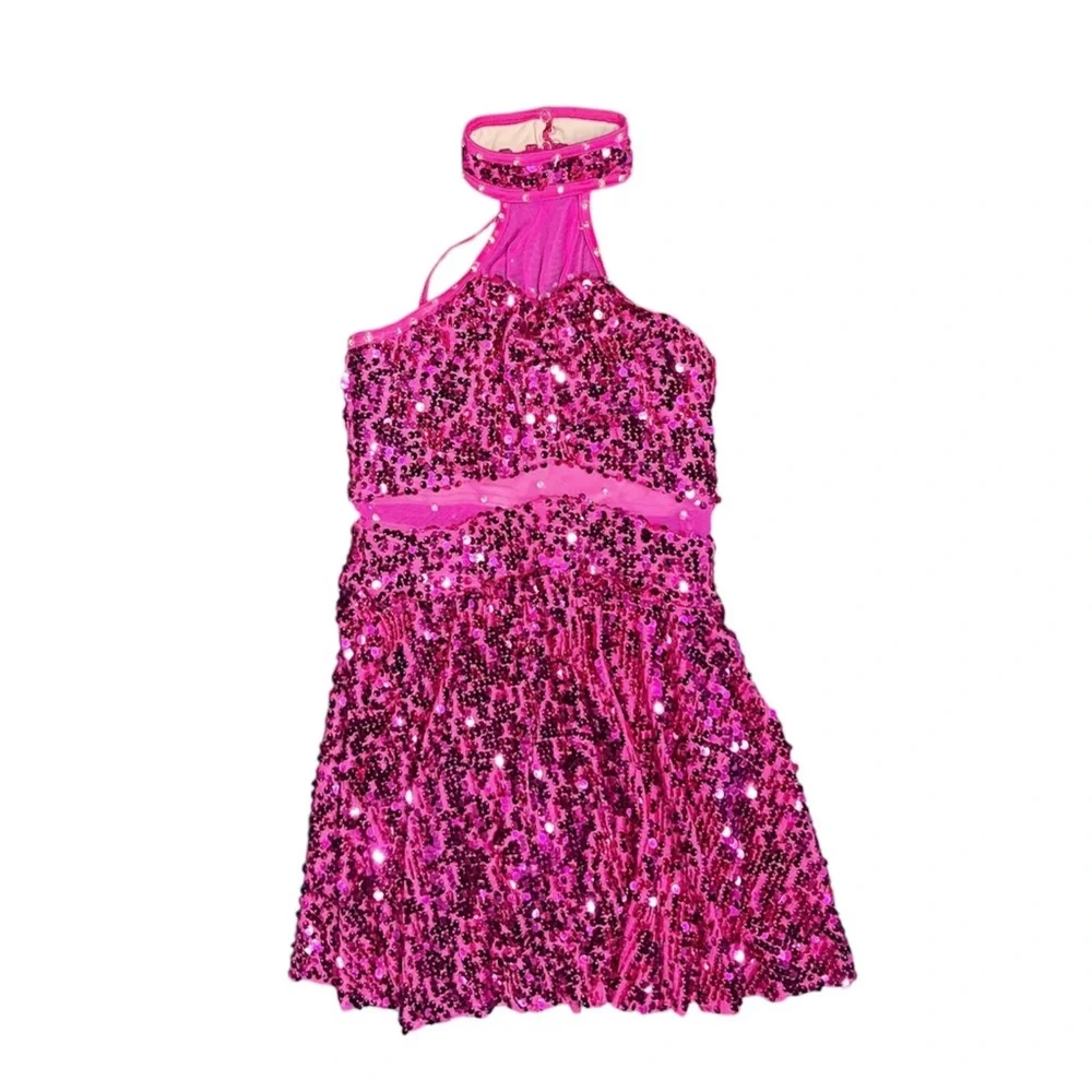 Weissman Showtime Can’t Turn You Loose Pink Sequin Dance Costume MC Jazz Tap